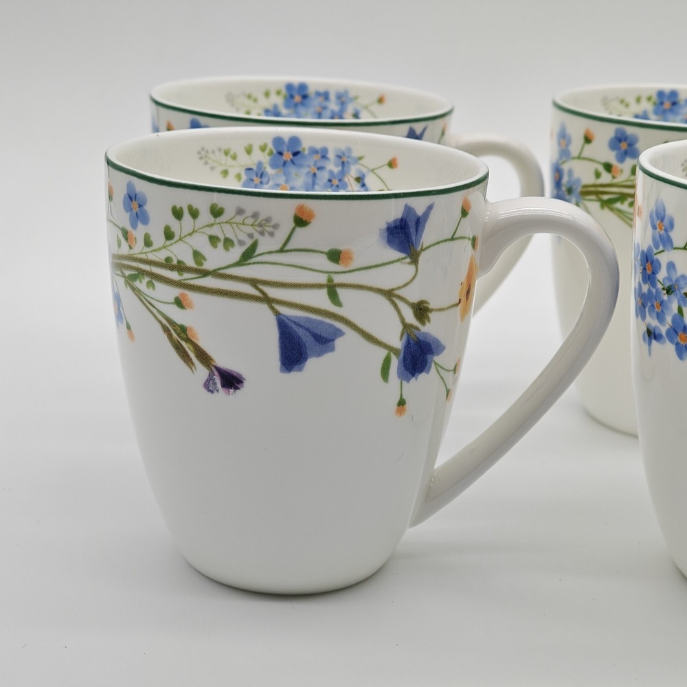 Mikasa Quinn Bone China 12 Oz. Coffee Mugs Floral Set of Four New - Picture 3 of 11